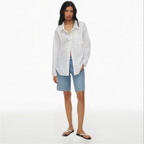 Aritzia Wilfred Free Relaxed Button Up Shirt White Size Small - Picture 2 of 9